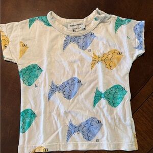 Bobo Choses Kids Fish Print Tee - White, Blue, Green, Yellow